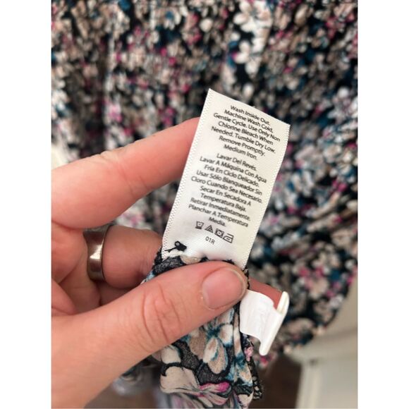 Terra & Sky Dress Multicolor Floral Smocked Midi Side Slits, Sz XL - Picture 8 of 10